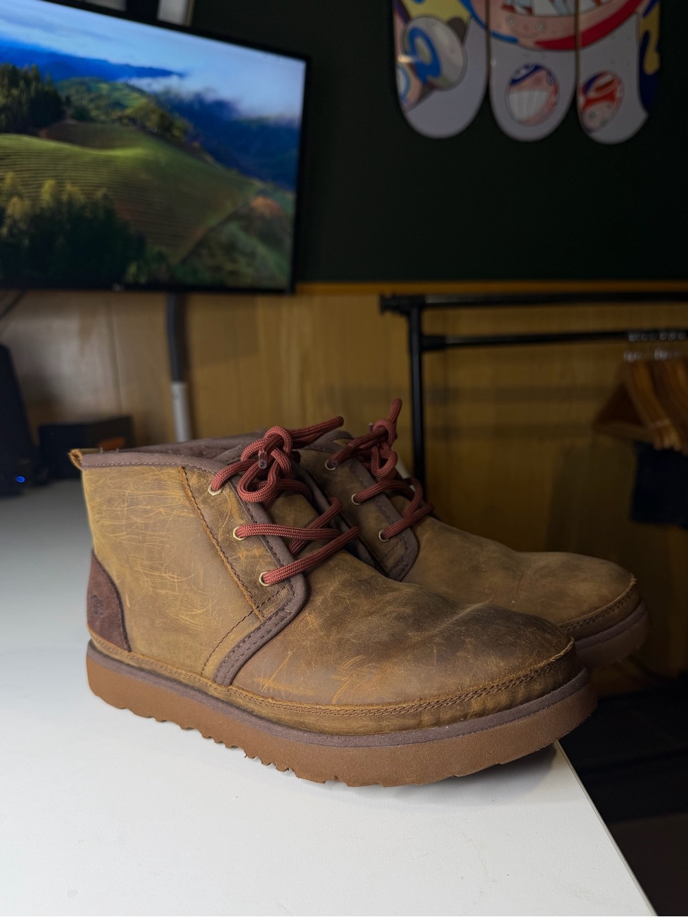 UGG Mens Neumel II Waterproof Wool Lined Chukka Boot Grizzly Brown Size 6